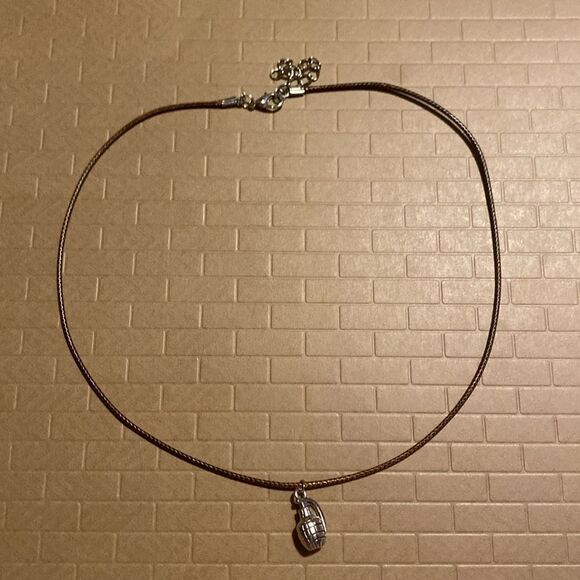 Dainty, Faux Grenade, Charm & Brown Wax Cord, Adjustable Rope - Picture 12 of 16